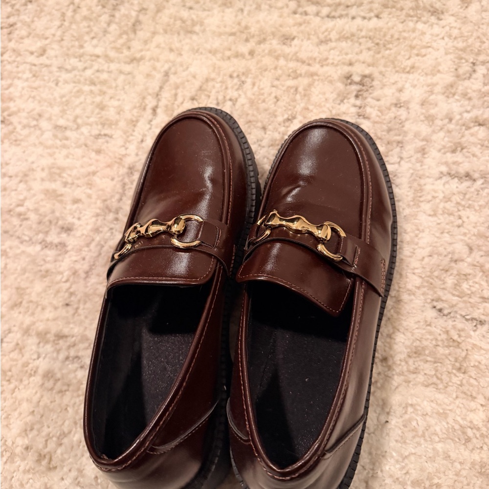 Men's Brown Loafers with Gold Accent